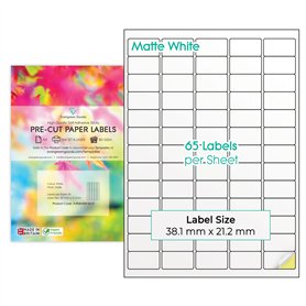 Evergreen Goods Lot de 1 950 étiquettes autocollantes prédécoupées A4 Blanc mat – 5 x 13 mm