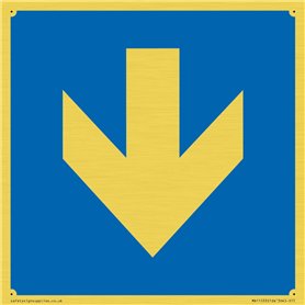 Personnalisé obligatoire : panneau flèche vers le bas – 150 x 150 mm – S15