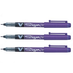 Pilot V Sign Pen Lot de 3 stylos à encre liquide Pointe de 2 mm d'épaisseur Violet