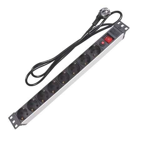 Perel Multiprise Rack 19" 8 Prises