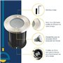 LeClubLED Support Spot Encastrable Sol GU10 AC220-240V Étanche IP67 Rond - perçage 98mm Diffuseur Dépoli