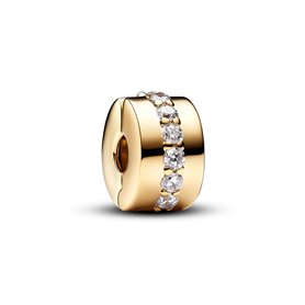 Pandora Moments 761972C01 Clip en argent sterling avec alliage plaqué or 14 carats et zircone Compatible avec les bracelets Mome