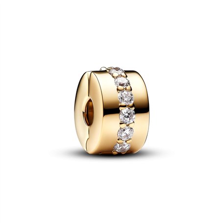 Pandora Moments 761972C01 Clip en argent sterling avec alliage plaqué or 14 carats et zircone Compatible avec les bracelets Mome