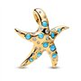 Pandora Moments 793746C01 Breloque en forme d'étoile de mer bleue scintillante en argent sterling plaqué or 14 carats Compatible
