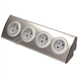 Miratic Multiprise Electrique 4 Voies avec Eclipses de Protection Montage en Saillie à 45° 3680W 16A (4 voies sans câble)