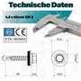 VOOXA Lot de 50 vis à tôle trapézoïdale autoforeuses, 4,8 x 60 mm, avec rondelle d'étanchéité EPDM, acier étamé RAL8017, marron 