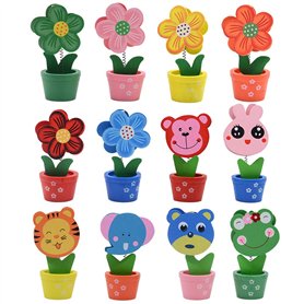 Lot de 12 supports de photo créatifs en bois avec base en bois pour pot de fleurs