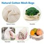 JZK 4 x Réutilisable Produire des Sacs Maille de Coton Sacs de Légumes Produire des Sacs en Filet pour Fruit Noisettes Pain Joue