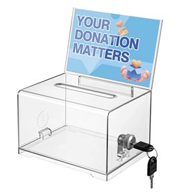 Polmart Boîte à dessin transparente pour suggestions/entreprises/cartes avec panneau et serrure