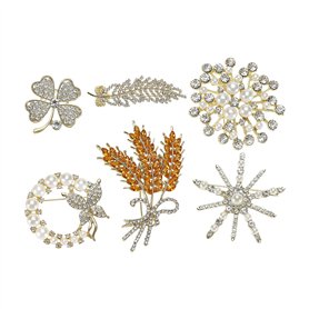 The Lord of the Tools 6pcs Broche Perle Cristal Fleur Épinglette Plume Épingle à Poitrine Badge Épingle à Vêtements pour Femmes