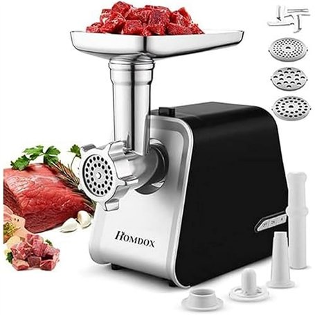 Nictemaw Hachoir à viande électrique 2000 W - Multifonctions avec 3 Plaques de Broyage