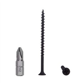 Lot de 300 vis à bois en acier carbone phosphate noir 4