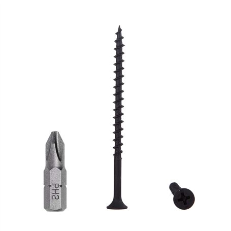 Lot de 300 vis à bois en acier carbone phosphate noir 4