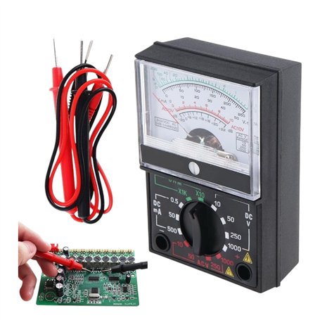 Multimètre analogique portable Mini testeur avec embouts - Voltmètre Ampèremètre Ohmmètre AC/DC 1000V - Outil manuel pour amateu