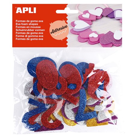 APLI 13486 - Sachet de 50 chiffres en mousse adhésive à paillettes