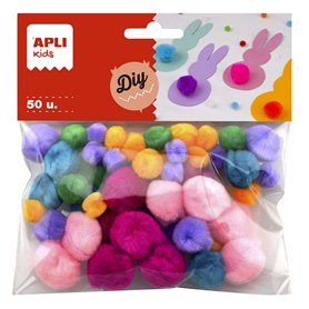 APLI Kids Pompons doux de diverses tailles et couleurs pour loisirs créatifs et artisanat 18241