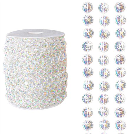 Rouleau de 30 m de perles en acrylique transparent réfléchissant la lumière arc-en-ciel Décoration de luxe pour maison
