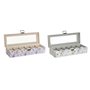 Boîte d'horloge DKD Home Decor Blanc Gris Lila Rose clair Verre 33 x 11 x 9 cm (2 Unités)
