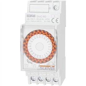 Suevia Interrupteur horaire pour Rail Tension de Fonctionnement: 230 V/AC Dino RD 1 inverseur (RT) 16 A 250 V/AC Programme Quoti