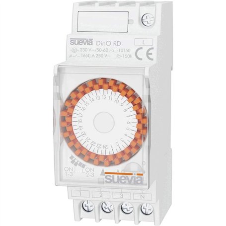 Suevia Interrupteur horaire pour Rail Tension de Fonctionnement: 230 V/AC Dino RD 1 inverseur (RT) 16 A 250 V/AC Programme Quoti