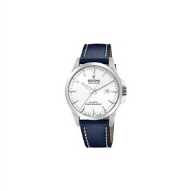 Festina Montre pour Homme F20025/2 Swiss Made Boîtier en Acier Inoxydable Gris Bracelet en Cuir Bleu