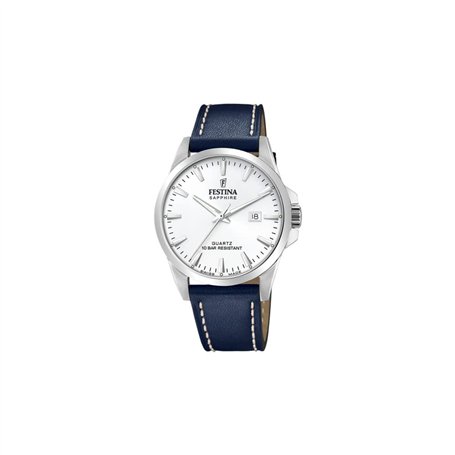 Festina Montre pour Homme F20025/2 Swiss Made Boîtier en Acier Inoxydable Gris Bracelet en Cuir Bleu