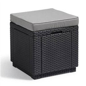 Table-pouf de jardin Keter - ALLIBERT by KETER - Cube avec coussin - Gris graphite - 47