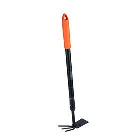 BLACK+DECKER Râteau avec Houe - Jardinage Outillage - Réglable en Longueur 66-101 CM - Cultiver et Désherber - Noir/Orange