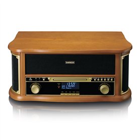 Lenco TCD-2571 Tourne-Disque pour Vinyle - Tourne-Disque Bluetooth avec Haut-Parleur - Radio Dab+ - Lecteur CD - Platine Cassett