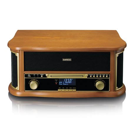 Lenco TCD-2571 Tourne-Disque pour Vinyle - Tourne-Disque Bluetooth avec Haut-Parleur - Radio Dab+ - Lecteur CD - Platine Cassett