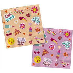Folat 25032 Groovy Hippie Party-Serviettes-Boho Girlz-33 x 33 cm-20 pièces-Rétro Rainbow Peace pour Décorations