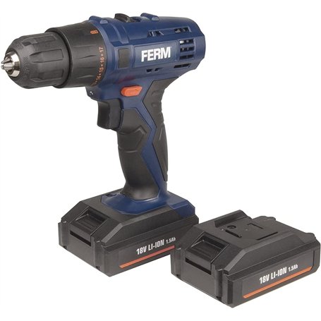 FERM Perceuse sans fil 18V 1.5Ah Li-ion 17+1 32Nm - Incl. 2 batteries