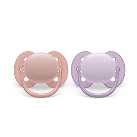 Philips Avent Sucette ultra-douce - 2 sucettes douces et flexibles pour bébés âgés de 0 à 6 mois