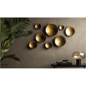VIDI Ensemble de décoration murale en métal - 8 pièces - Pour salon - Ornements dorés - Décoration murale