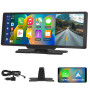 Podofo 10,26 Pouces Stéréo de Voiture Portable avec A-pple Carplay Android Auto sans Fil, écran Tactile 7-32V, Assistant Vocal d