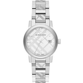 Suisse Rare Gravure Argent Date Cadran 34 mm Femmes Acier Inoxydable Montre-Bracelet The City BU9144