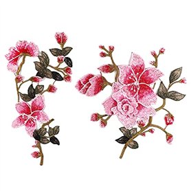 CENPEK Lot de 2 écussons brodés en forme de rose pour col à coudre sur robe