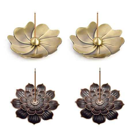 4 pièces Porte Encens de Lotusen Laiton