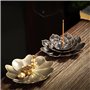 4 pièces Porte Encens de Lotusen Laiton,Support Encensoir,6 Trous avec Collecteur de Cendres,Brûleur d'Encens en Bâton pour Mais