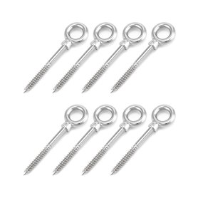 QWORK® 8 Pcs. Boulon àœil avec fileté bois 8 mm - M8 x 80 mm - Acier inoxydable 304