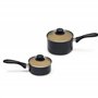 Amazon Basics 11 pièces ustensiles avec casseroles et poêles antiadhésives en céramique, sans PFOA, PTFE, noir et crème