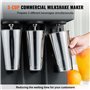 VEVOR Mixeur Électrique pour Milkshakes 3 Têtes Machine à Milkshake 750 W 3 Vitesses 15000/18000/21000 tr/min 3 Gobelets en Inox