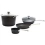 Batterie de cuisine - Tous feux dont induction - Baumalu - Aluminium forgé - Anti-adhésif - 4 pieces - Noir