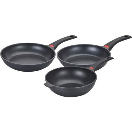 Batterie de cuisine - Tous feux dont induction - Baumalu - Fonte d'aluminium - Anti-adhésif - 3 pieces - Noir