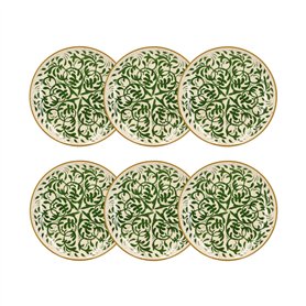 NOVASTYL - Lot 6 assiettes plates héraclée 27cm en grès décor vert - 2614395