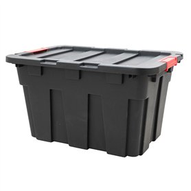 EURO VANADIUM Boite de Rangement Plastique pour Garage avec Couvercle et Clips de Fermeture - 55 L