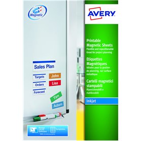 Avery Signalisation Etiquette magnétique/imprimable 50 x 140 mm Pochette de 40 Blanc