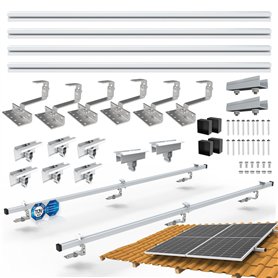 NuaSol Lot de 2 crochets de toit photovoltaïques PV pour toit de tuiles - Avec profilé solaire en aluminium