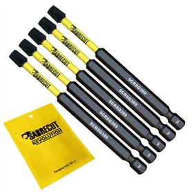 5 x SabreCut SCRSQ389_5 Jeu d'embouts de tournevis à percussion magnétique carrés SQ3 89 mm à extrémité unique compatible avec D