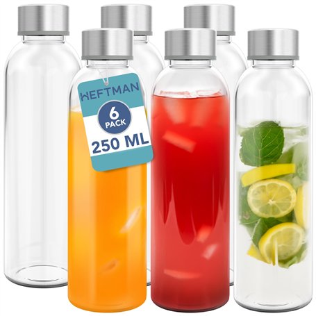 HEFTMAN Lot de 6 bouteilles en verre vides avec couvercles